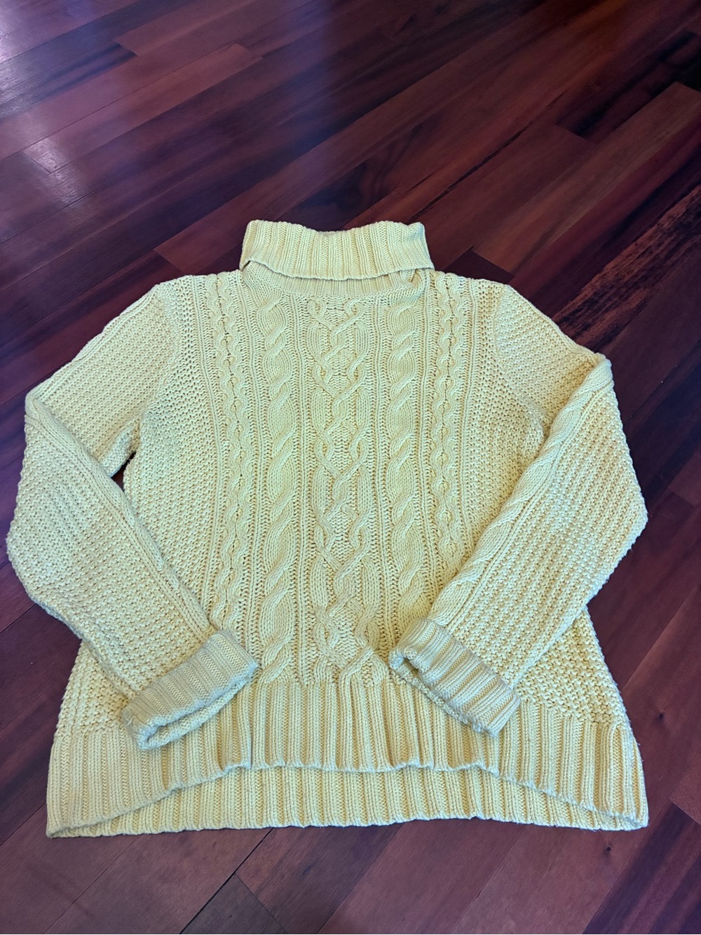 Lauren Ralph Lauren Yellow Cable Knit  Turtleneck Sweater in size XL